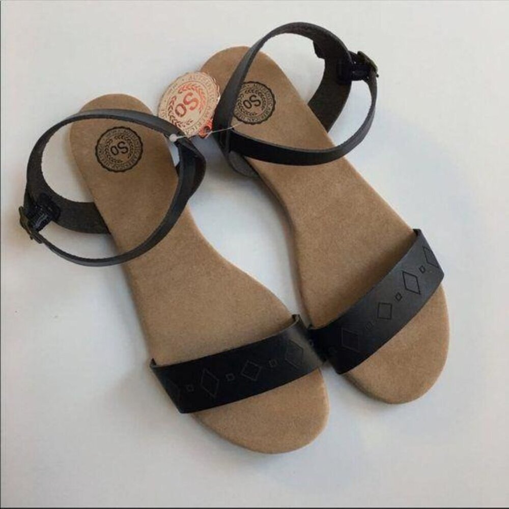 New SO Women’s Ankle Strap Sandals Black - Picture 2 of 5